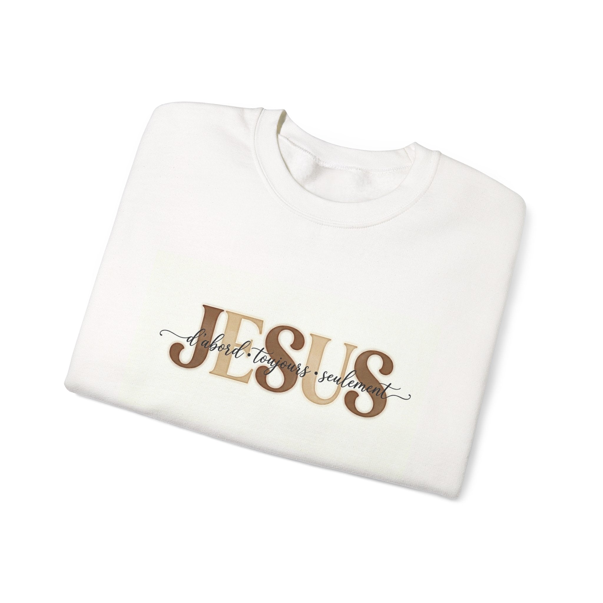 Jesus Script Crewneck Sweatshirt — Feminine Gold Faith Pullover