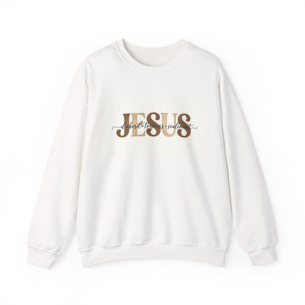 Jesus Script Crewneck Sweatshirt — Feminine Gold Faith Pullover