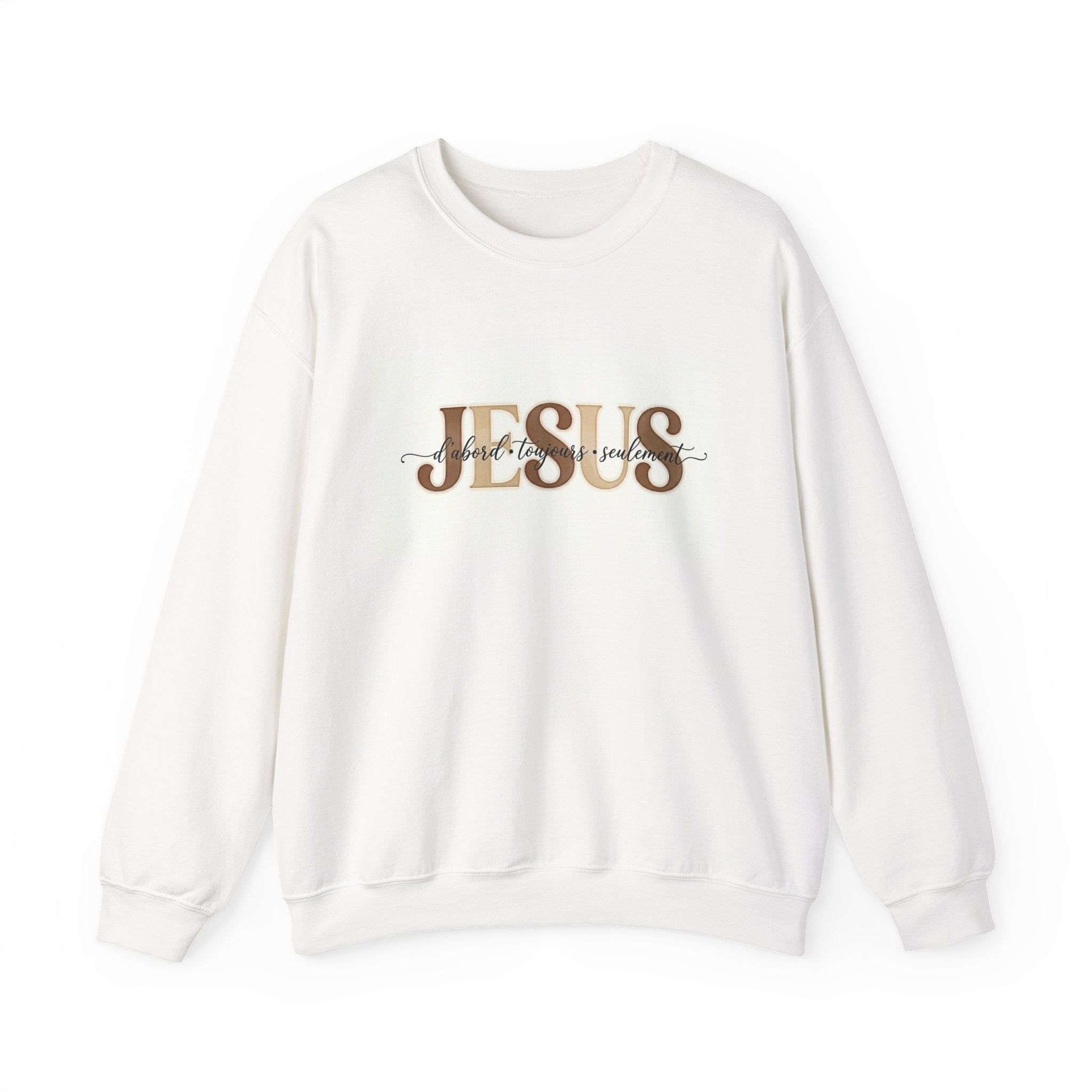 Jesus Script Crewneck Sweatshirt — Feminine Gold Faith Pullover