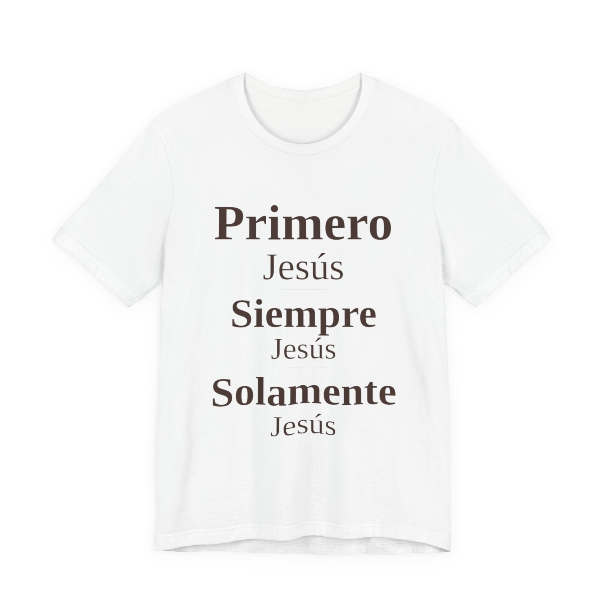 Primero Jesus Vertical Scripture Tee — Spanish Christian Faith T-Shirt