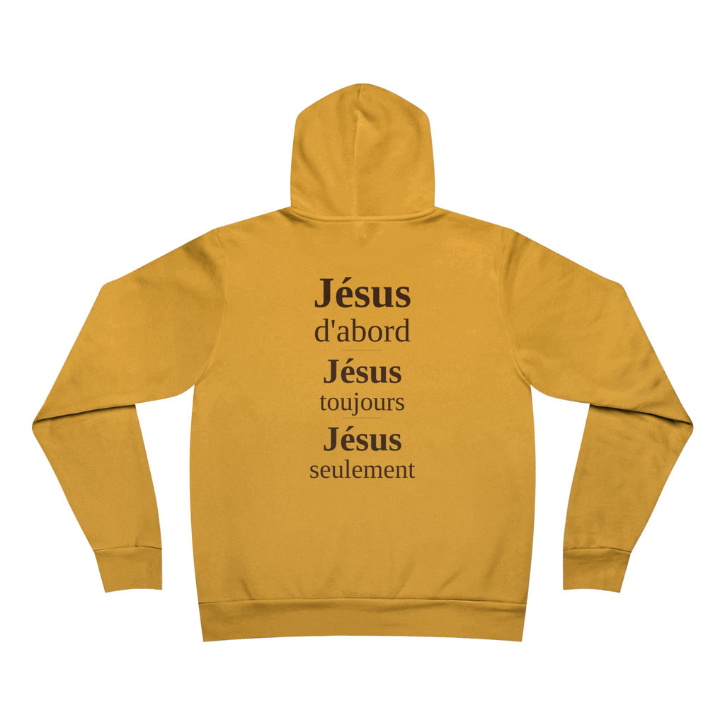 Pullover Hoodie — 'Jésus d'abord, Jésus toujours, Jésus seulement' Inspirational Back Print