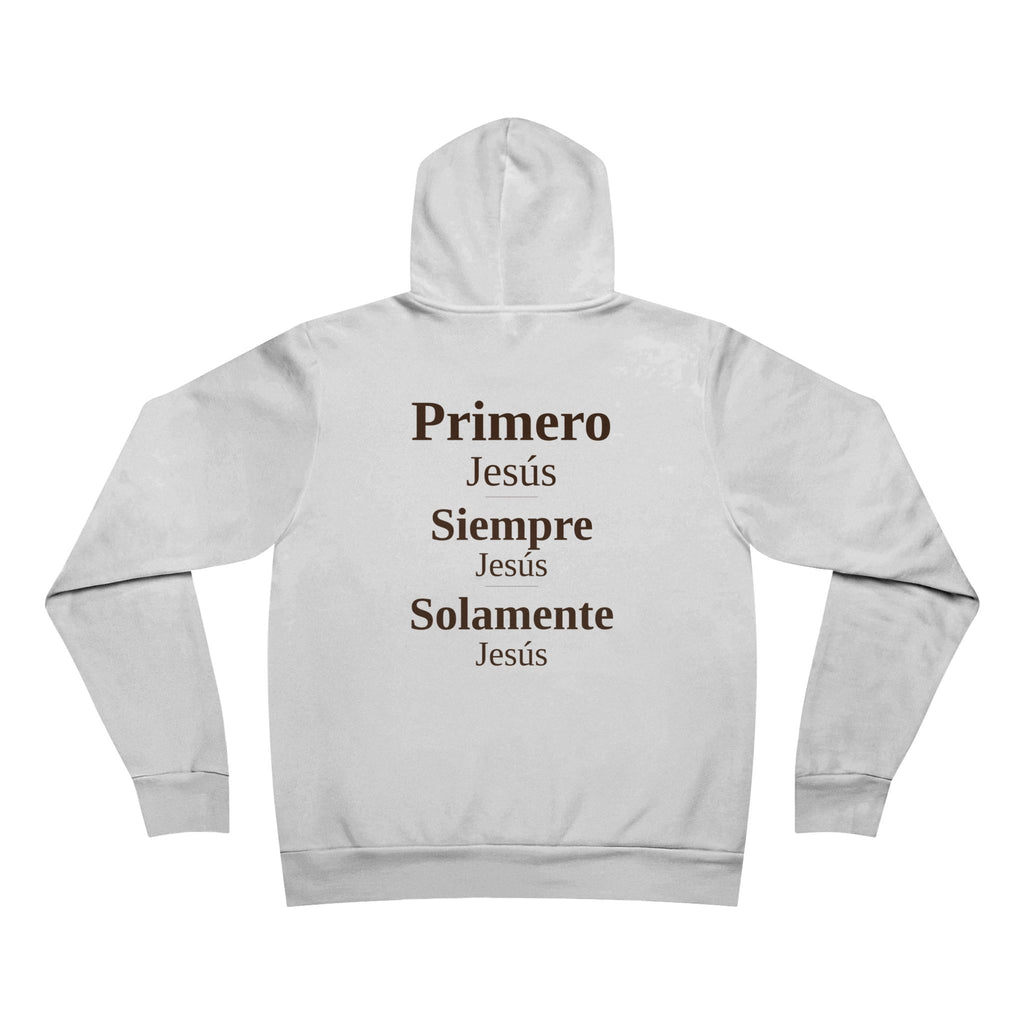 Pullover Hoodie — 'Primero Jesus, Siempre Jesus, Solomente Jesus' Inspirational Back Print