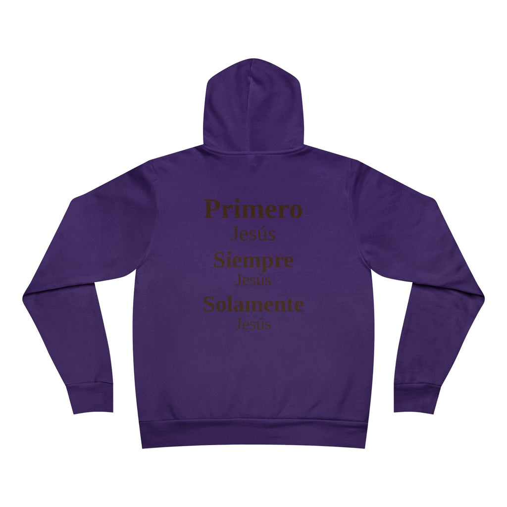 Pullover Hoodie — 'Primero Jesus, Siempre Jesus, Solomente Jesus' Inspirational Back Print