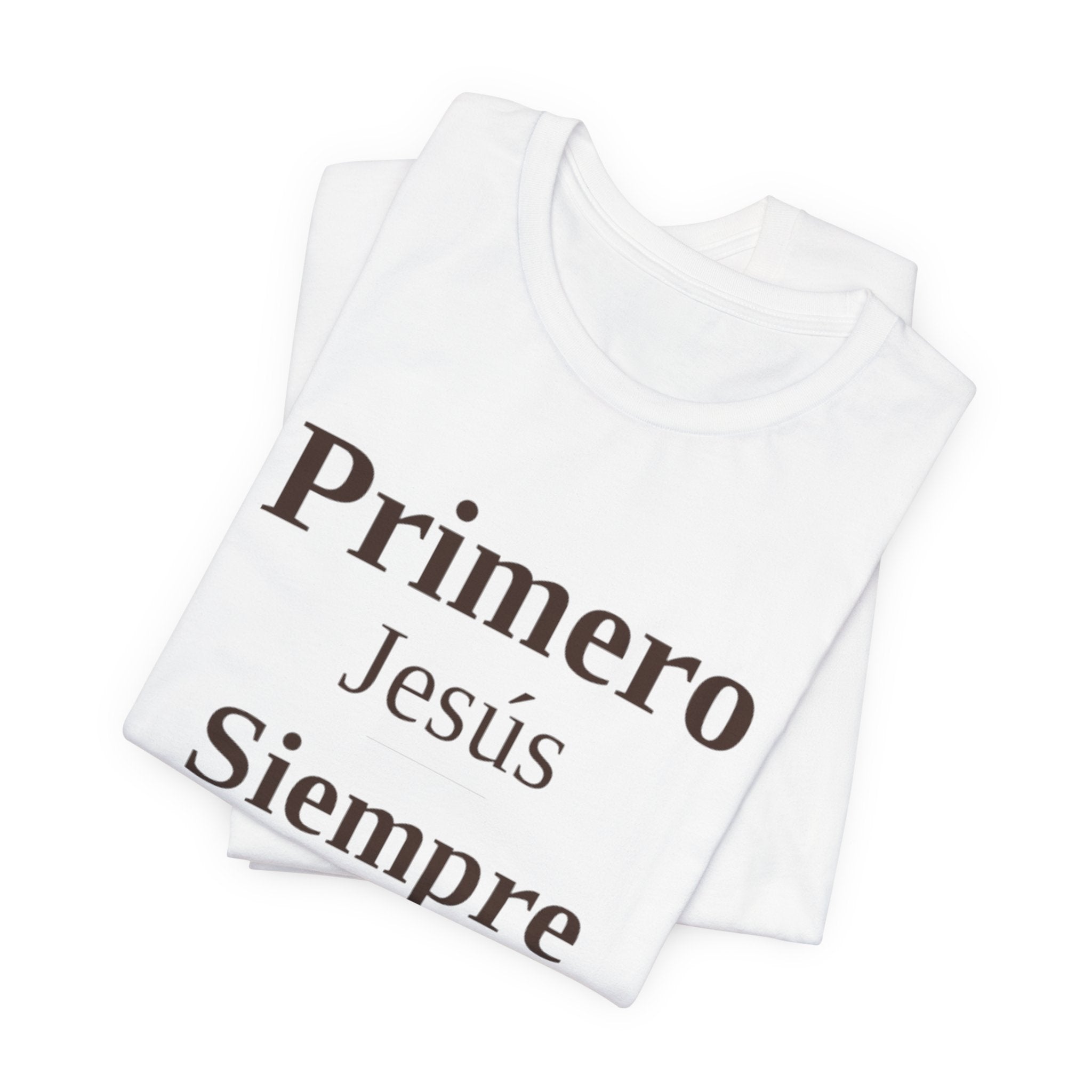 Primero Jesus Vertical Scripture Tee — Spanish Christian Faith T-Shirt