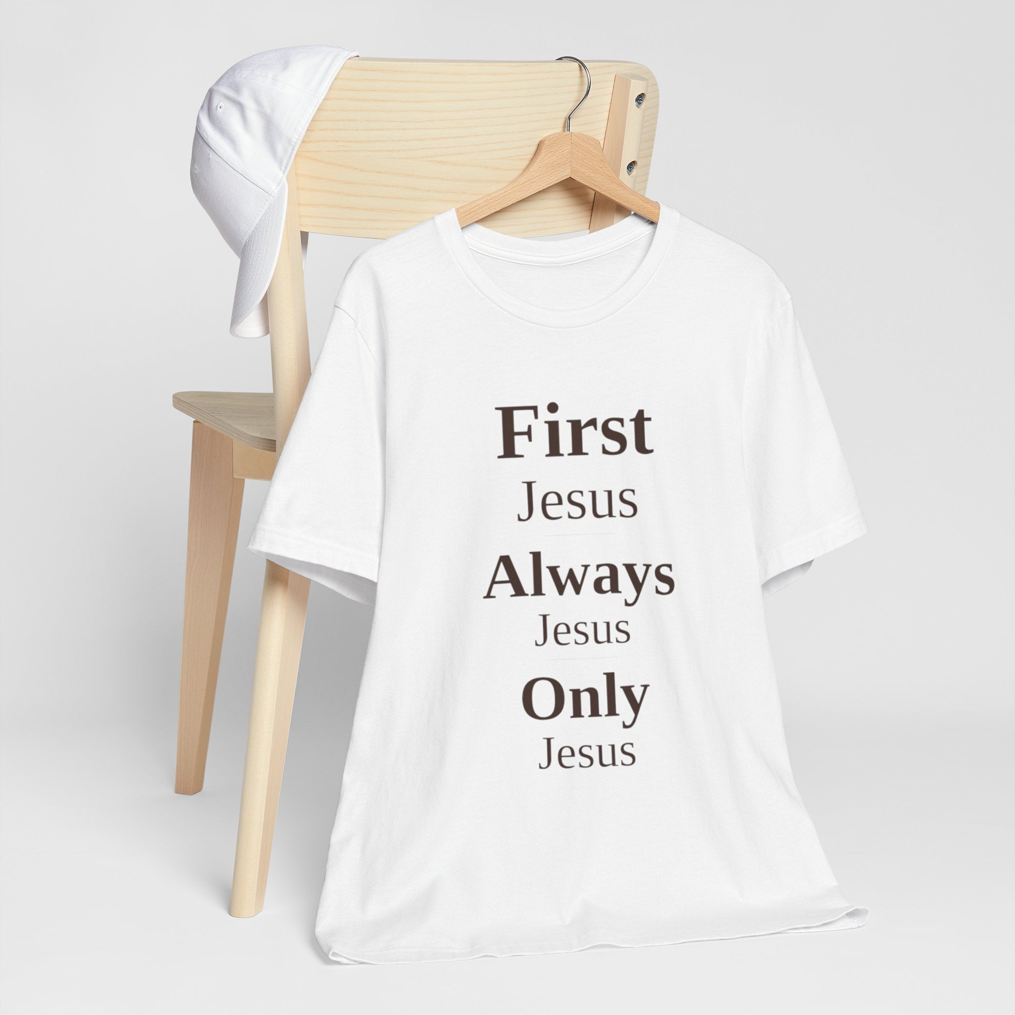 First Jesus Vertical Scripture Tee — Christian Faith T-Shirt